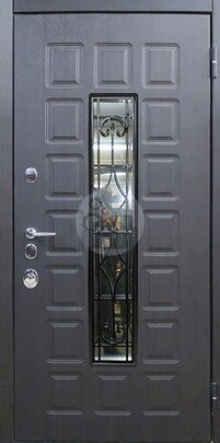 Элитная металлическая дверь со стеклом и ковкой, «Винорит» с двух сторон-ДВ-557