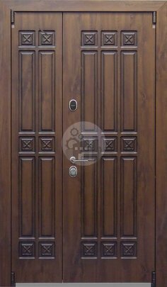 Входная тамбурная двустворчатая дверь, отделка МДФ-ДВ-1010